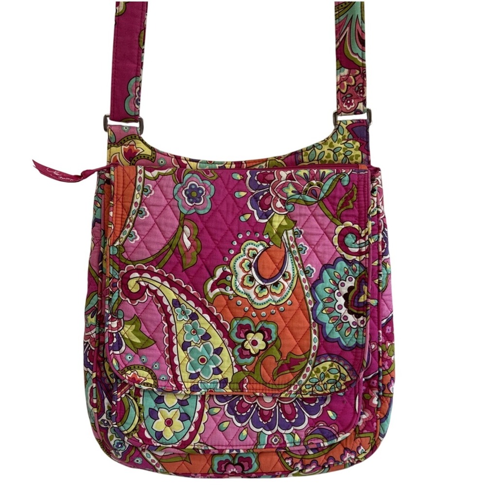 Vera Bradley Paisley Crossbody Bag Pink Blue Orange Green Quilted Messenger